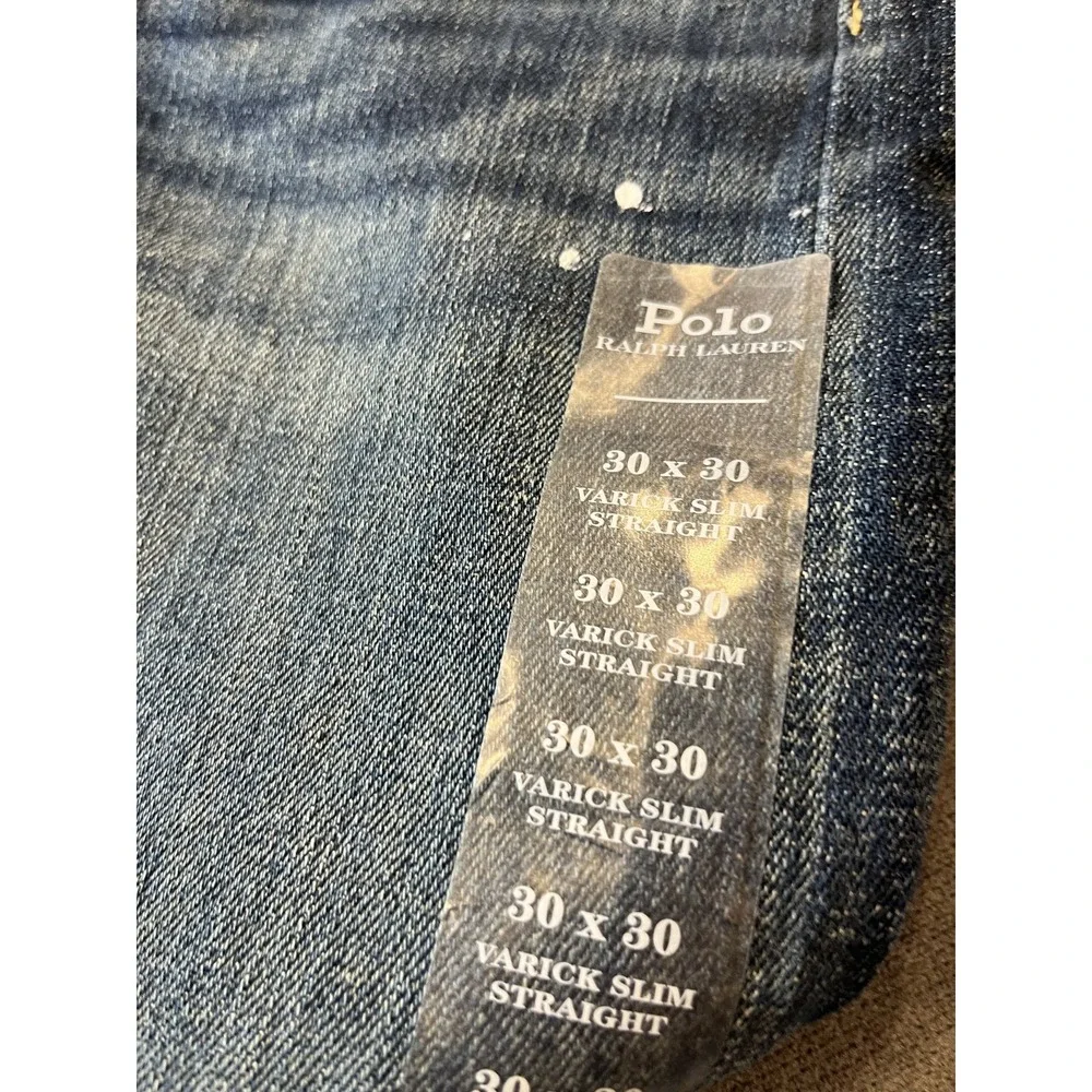 Polo Ralph Lauren Jeans Mens 30x30 Varick Slim Straight Rare Paint Splatter New